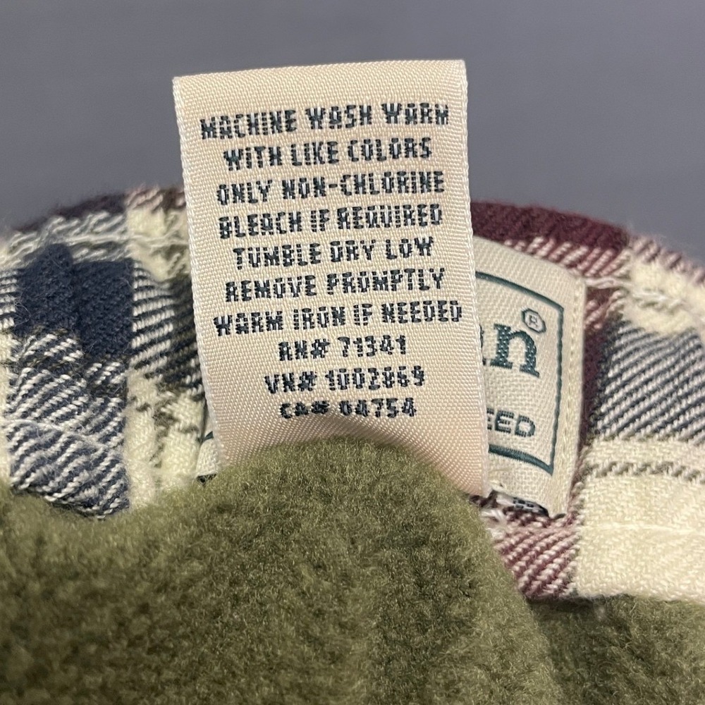 LL Bean Mens Fleece Lined Flannel Pants Plaid Burgundy Cream Size M 32 514883 - Picture 7 of 7